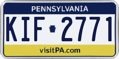 PA license plate KIF2771