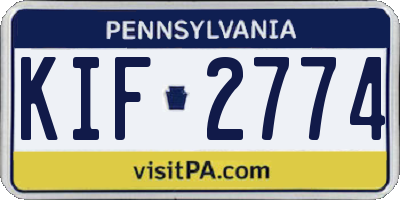 PA license plate KIF2774