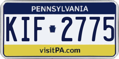 PA license plate KIF2775