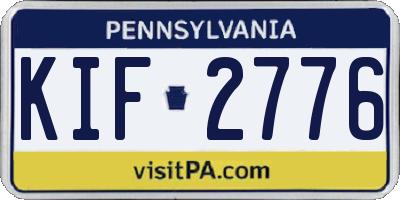 PA license plate KIF2776