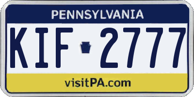 PA license plate KIF2777
