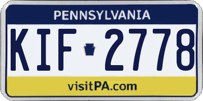 PA license plate KIF2778