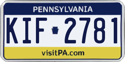 PA license plate KIF2781