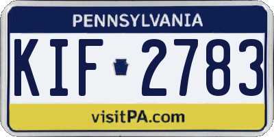 PA license plate KIF2783