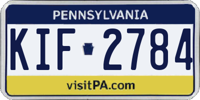 PA license plate KIF2784