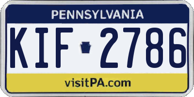 PA license plate KIF2786