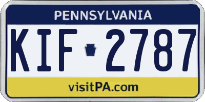 PA license plate KIF2787