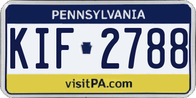 PA license plate KIF2788