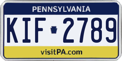 PA license plate KIF2789