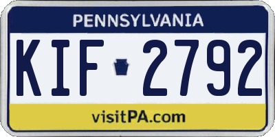 PA license plate KIF2792