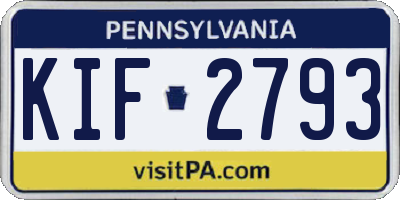 PA license plate KIF2793