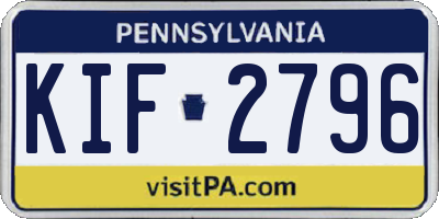 PA license plate KIF2796