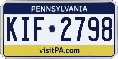 PA license plate KIF2798