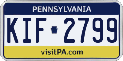 PA license plate KIF2799