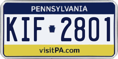PA license plate KIF2801