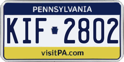PA license plate KIF2802