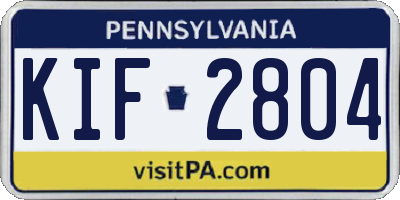 PA license plate KIF2804