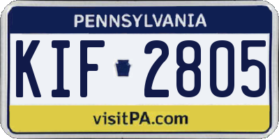 PA license plate KIF2805