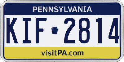PA license plate KIF2814