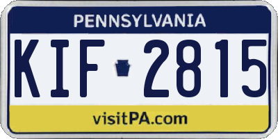 PA license plate KIF2815
