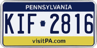 PA license plate KIF2816