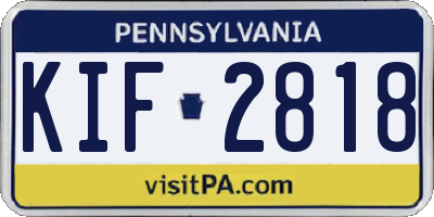PA license plate KIF2818