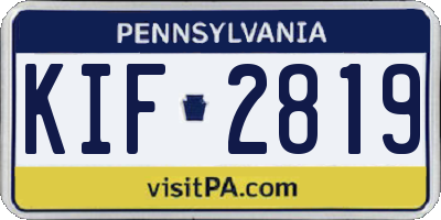 PA license plate KIF2819
