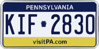 PA license plate KIF2830