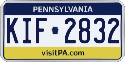 PA license plate KIF2832