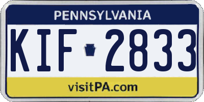 PA license plate KIF2833