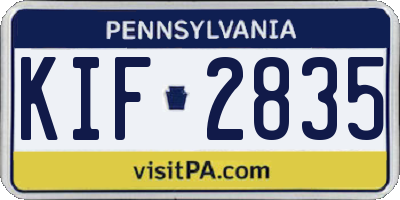 PA license plate KIF2835