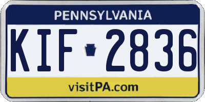 PA license plate KIF2836