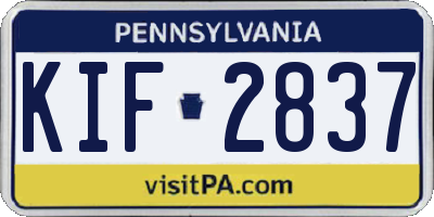 PA license plate KIF2837