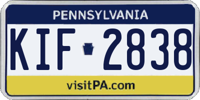 PA license plate KIF2838