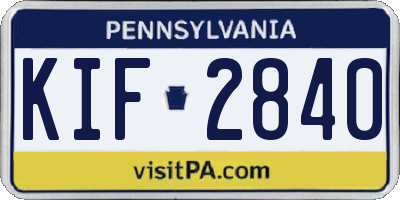 PA license plate KIF2840