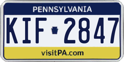 PA license plate KIF2847