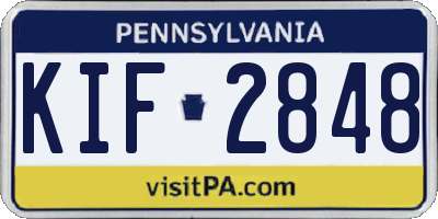 PA license plate KIF2848