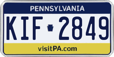 PA license plate KIF2849