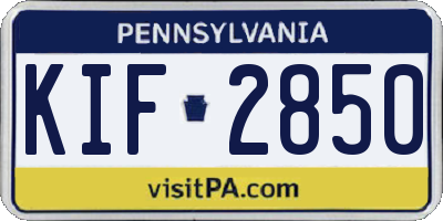 PA license plate KIF2850