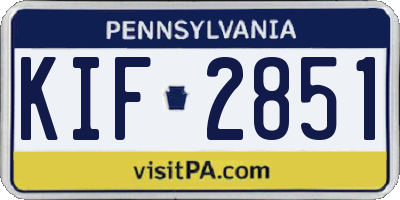PA license plate KIF2851