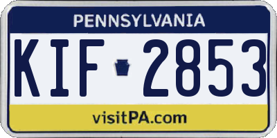 PA license plate KIF2853