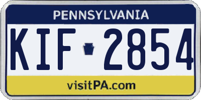PA license plate KIF2854