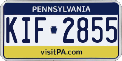 PA license plate KIF2855
