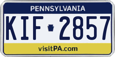 PA license plate KIF2857
