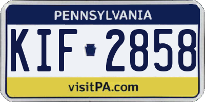 PA license plate KIF2858