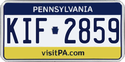 PA license plate KIF2859