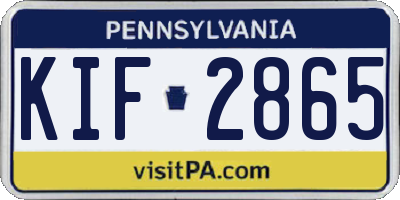 PA license plate KIF2865