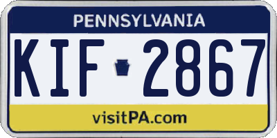PA license plate KIF2867