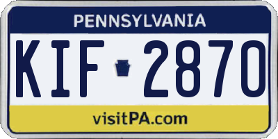 PA license plate KIF2870