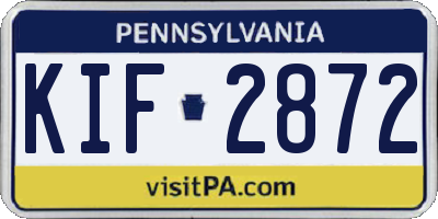 PA license plate KIF2872
